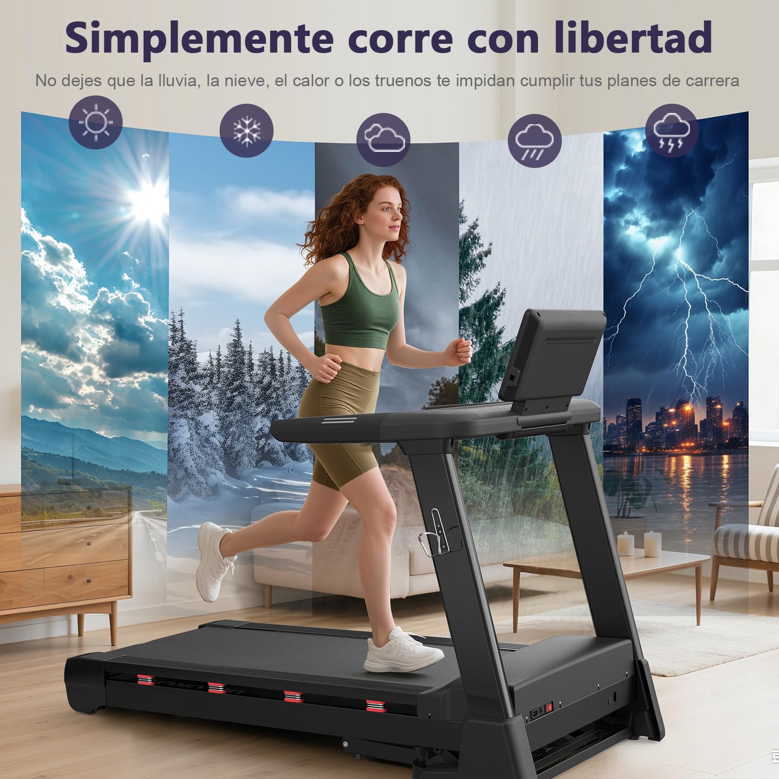 Profi Laufband für Zuhause Klappbar, Laufbänder mit Steigung, Leiser Motor, Treadmill for Home mit Große Lauffläche, WiFi, Bluetooth, APP, für Marathon-Training, Deutsche Qualitätsmarke