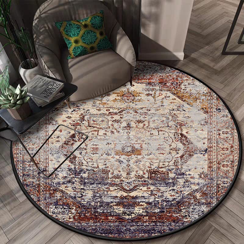 Tapis rond lavable en machine et antidérapant vintage 170 cm