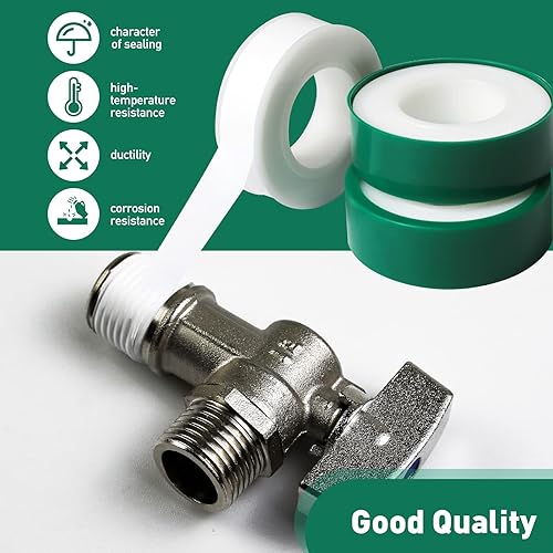 Miniatura 6 de XEHAHOSH 3 rollos de cinta de PTFE, engrosamiento de alta densidad, sellado Etter, para cinta de sellado de rosca, cinta de fontanería, cinta