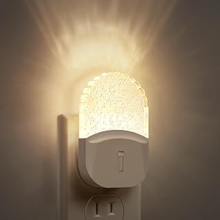 DORESshop LED Night Lights 2 Pack - Plug-in Dusk to Dawn Sensor, Adjustable Brightness 0-50lm, Soft 3000K Warm White for Kids Nursery, Bedroom, Bathroom