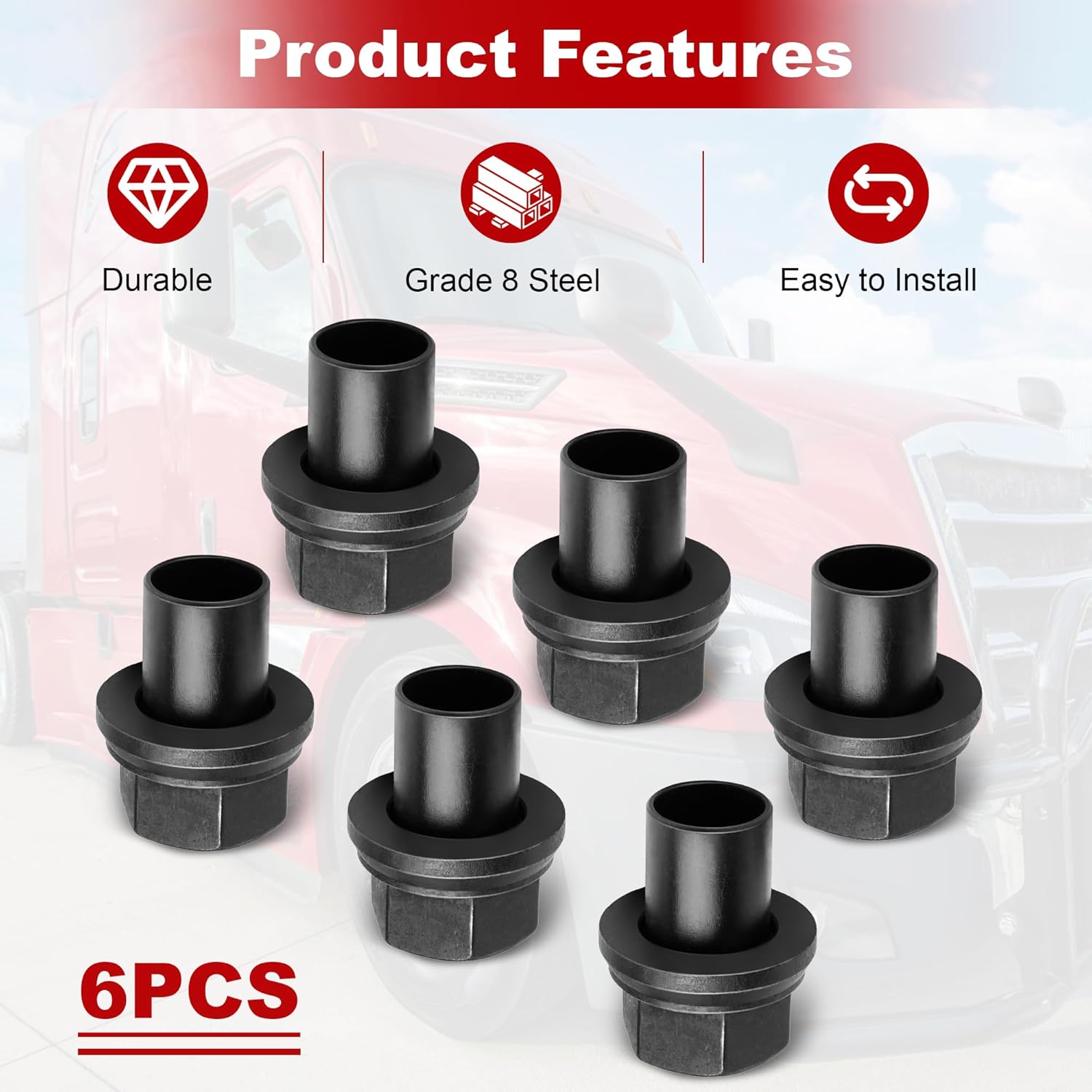 6PCS Two Piece 28mm Sleeve Flanged M22x1.5 Wheel Nuts 33mm Hex Hub Pilot/Unimount