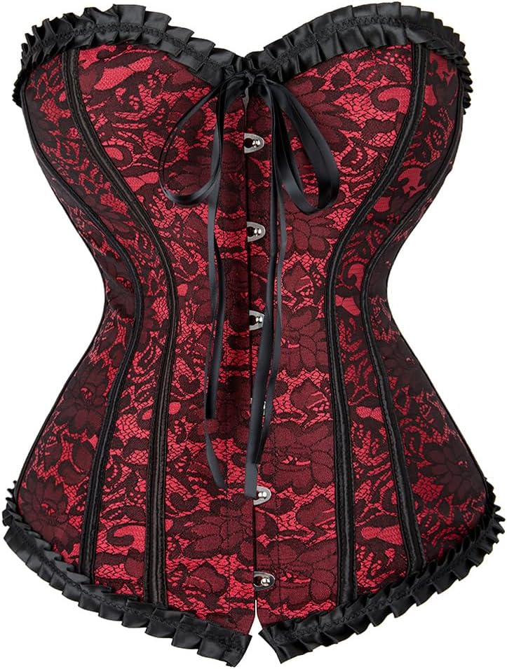 Grebrafan Steampunk Corset Skirt Renaissance Boned Corsets Bustiers for Women