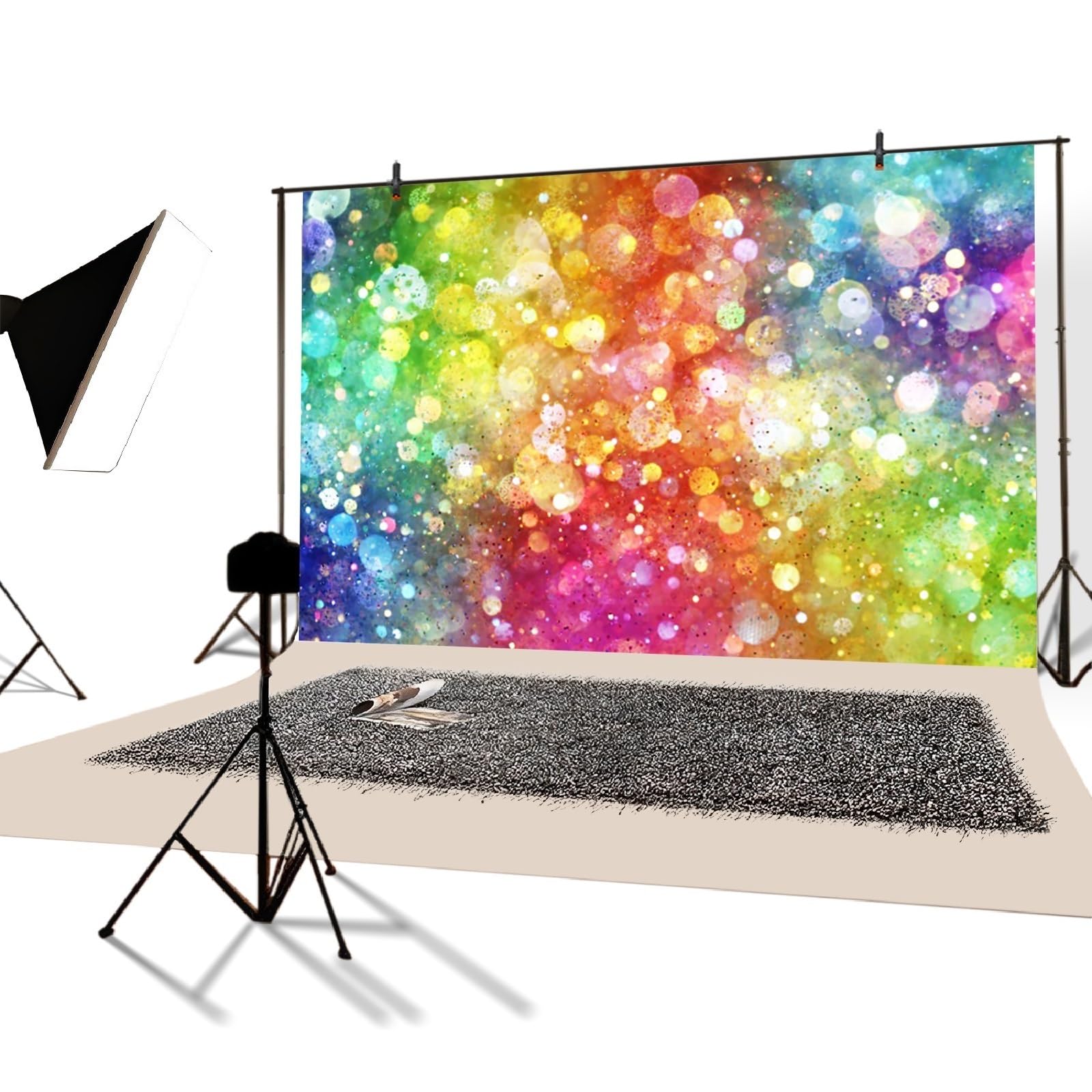 YongFoto 3x2,5m Vinile Sfondo Fotografico Aloni Bokeh Glitter Paillettes scintillanti Fondale Foto Festa Bambini Boby Partito Studio Fotografico Puntelli