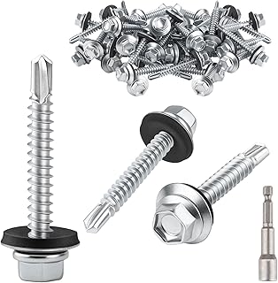 4,8 x35 mm Trapezblechschrauben 70 Stück Selbstschneidende Schrauben Bohrschrauben mit Dichtscheibe Blechschrauben Sechskantkopf Spenglerschrauben für Dachblech Trapezblech Vordächer