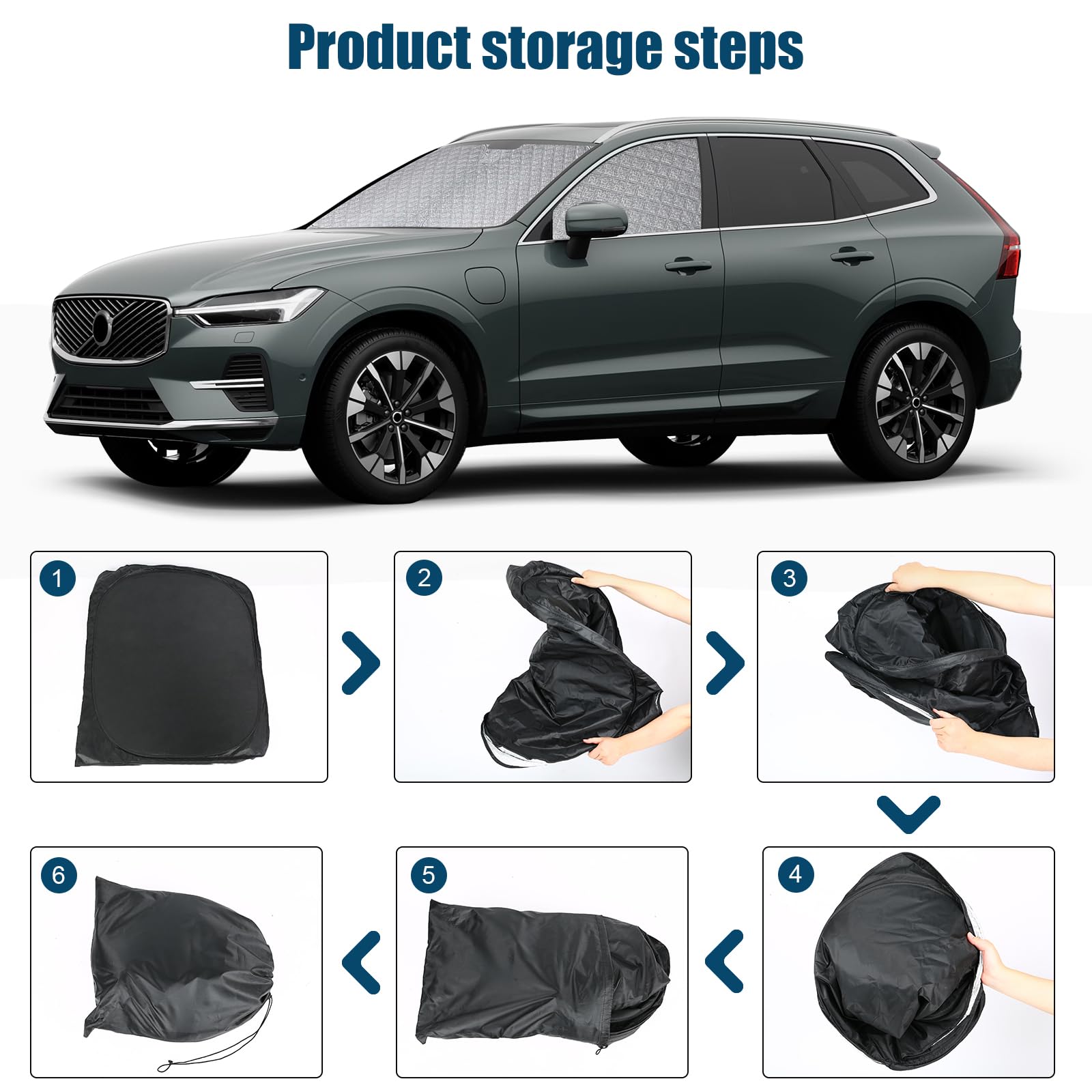 3 Teilige Sonnenschutz Auto Frontscheibe Ersatz für Volvo XC60 2018-2026