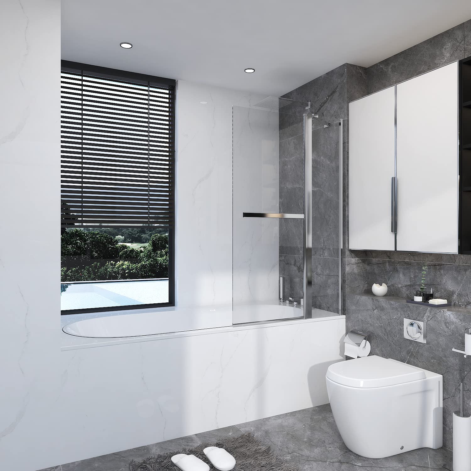 Buy 36in.W x 55in.H Frameless Foldable Bathtub Shower Door with Handle