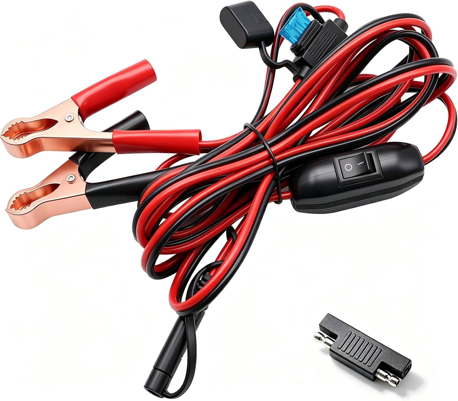mxuteuk 10FT SAE 16AWG Cigarette Lighter Male Plug Cable Wire Harness with Switch & SAE Reverse Polarity Adapter 12V 15A with Wires for Sprayer Parts