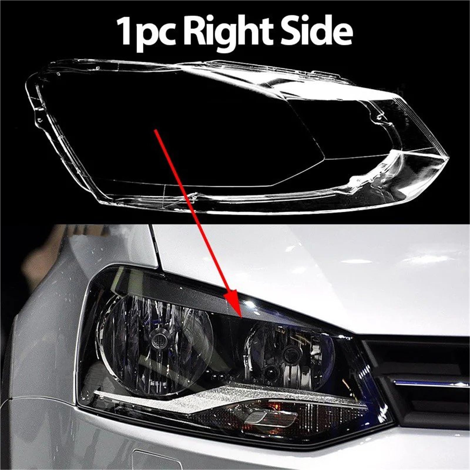 Copriobiettivo Faro Anteriore Auto Per VW Per Polo MK5 Pre-facelift 2010 2011 2012 2013 Alloggiamento Trasparente Per Fari Anteriori Lente Coprilampada In Vetro(1pc Right Side)