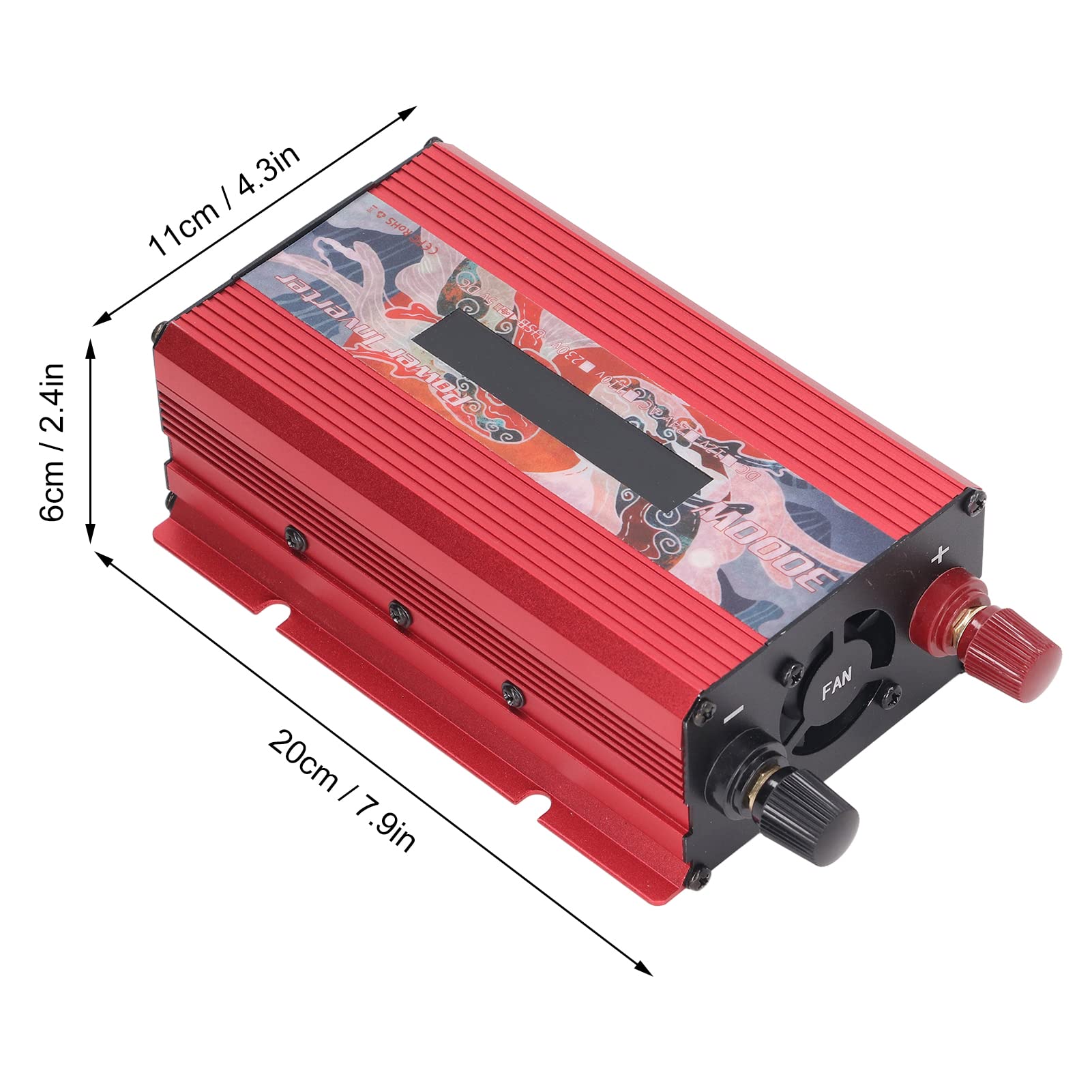 Samochodowy Falownik Przetwornica Mocy ze Stopu Aluminium 3000 W Zmodyfikowana Szczytowa Fala Sinusoidalna DC na AC 220 V z Wyświetlaczem LCD USB 2A Wentylator Chłodzący Do Wycieczek (DC12V)