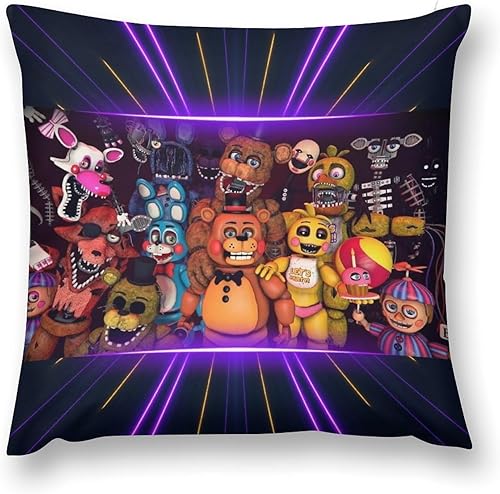 JVELS Funda de almohada de 18 x 18 pulgadas, funda de almohada de cinco noches de terror, funda de almohada suave para sofá, funda de almohada