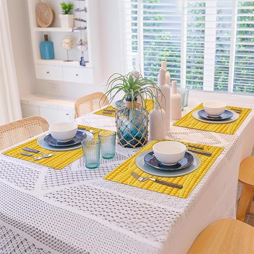 Miniatura 8 de Food Interesting Style Placemats Set of 4 Table Mats Washable Placemat Waterproof Place Mats for Party Home Dining Table Decor 18x12 in