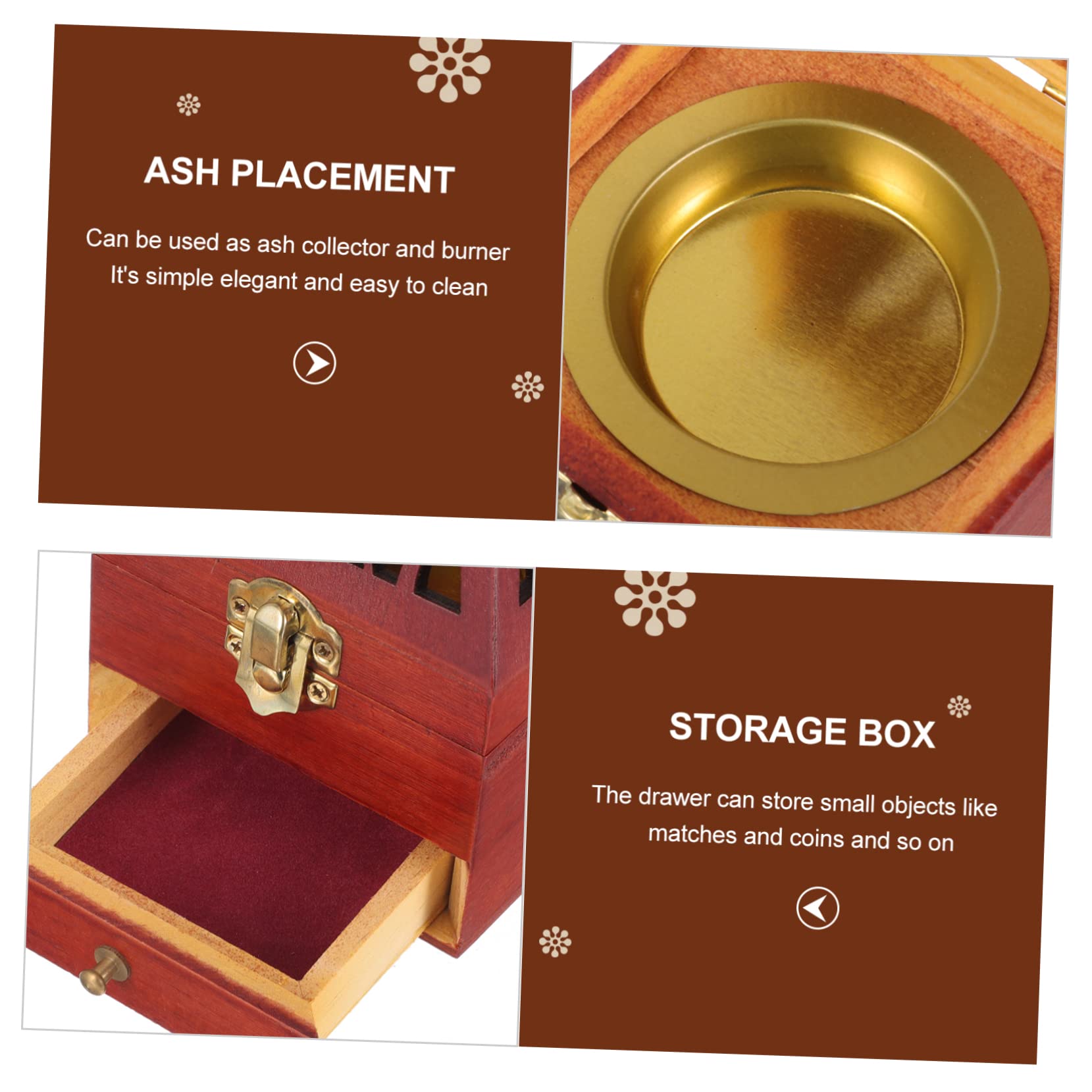 Alipis 3 Stück Holz Räuchergefäß Kreativer Pyramideneffekt mit Schublade für Zuhause und Restaurant für Weihrauch und Aromatherapie aus Hochwertigem Holz Gefertigt