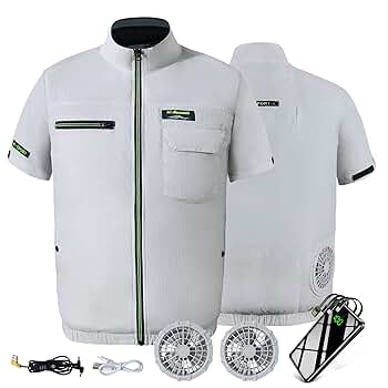 エアコン作業服、半袖、扇風機付き、30000mahバッテリー2XL 楽天市場】【楽天1位】ファン付き作業服 30000mAhバッテリー付属