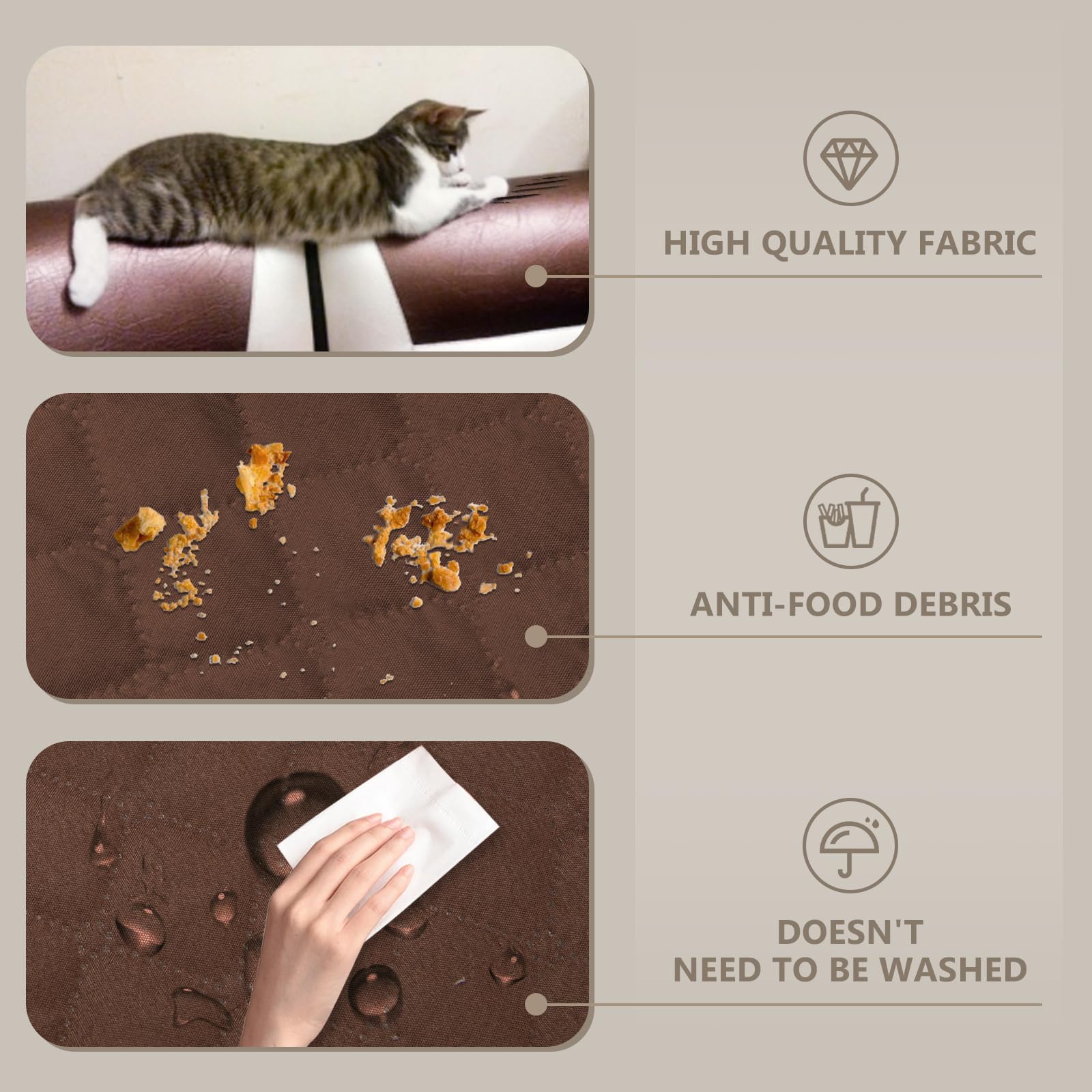 Lydevo Copridivano Impermeabile Copridivano 2 Posti con Braccioli per Animali Salvadivano Antigraffio Copridivano Trapuntato per Gatto Cani,Marrone