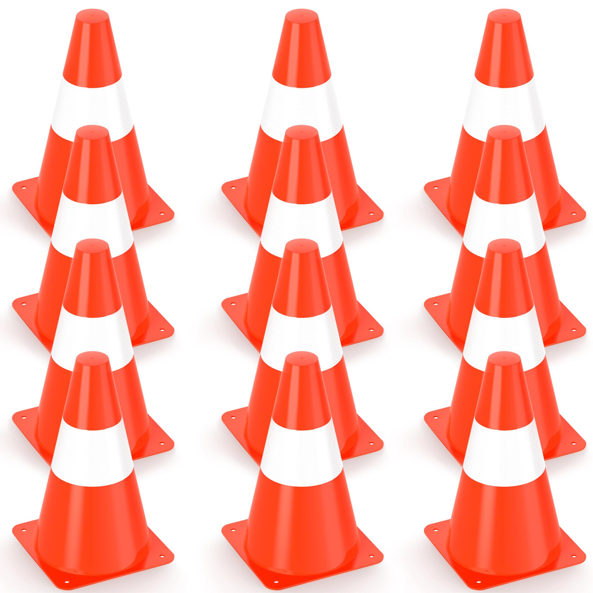 Lot de 12 cônes d'avertissement empilables de 23 cm - Pour activités de plein air et événements festifs - Pour le football, le sport et l'entraînement des chiens
