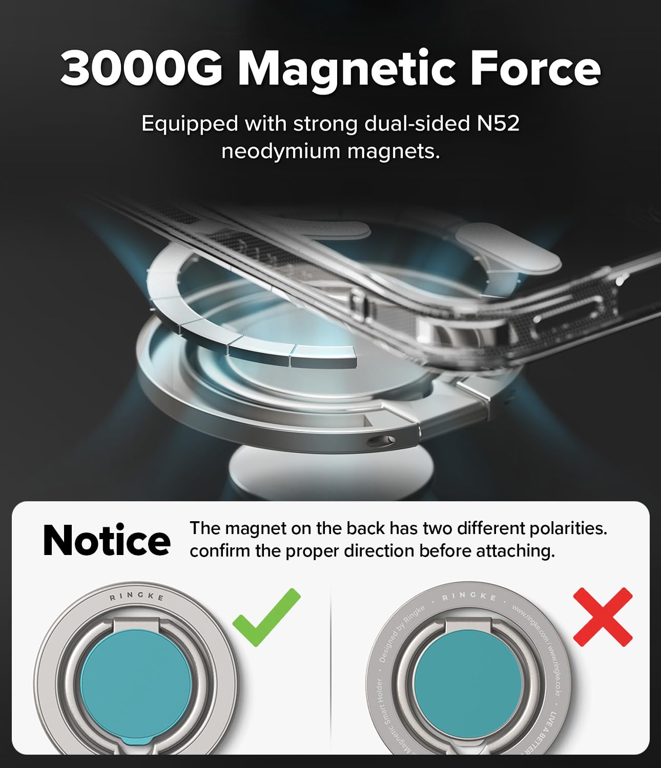 Ringke Dual Magnetic Smart Holder - Verstelbare Magnetische Grip & 3 Ringke Dual Magnetic Smart Holder - Verstelbare Magnetische Grip & 3