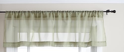 Miniatura 2 de Stylemaster Elegance Cenefa recta de gasa transparente, 60 x 14 pulgadas, salvia