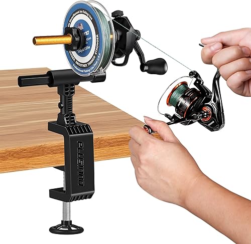 Miniatura 10 de PLUSINNO Bobina de línea de pesca con función de desenrollado, estación de carrete de línea de pesca versátil para cañas gruesas y finas, funciona