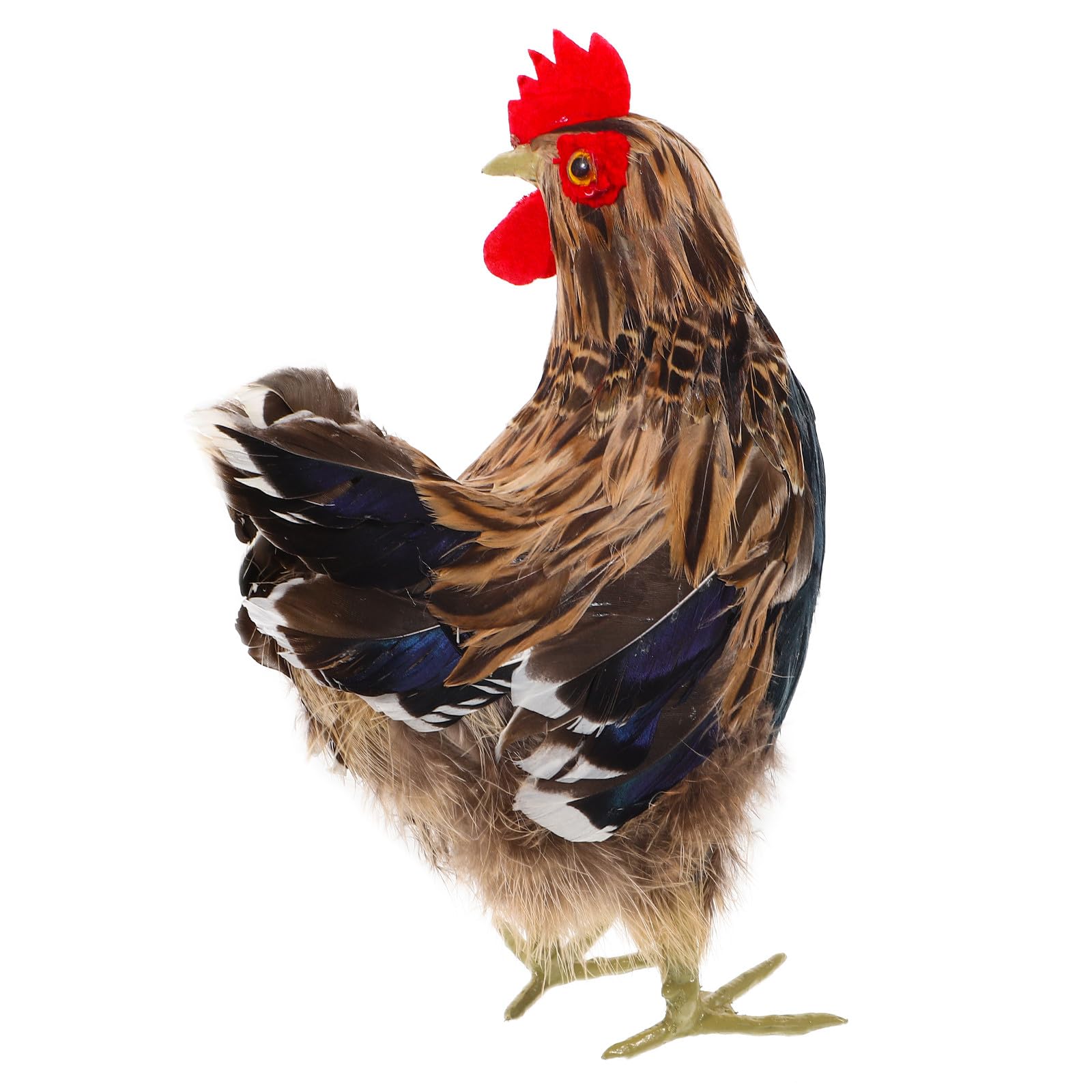Figurine poulet haut de gamme en plumage artificiel et mousse soignée