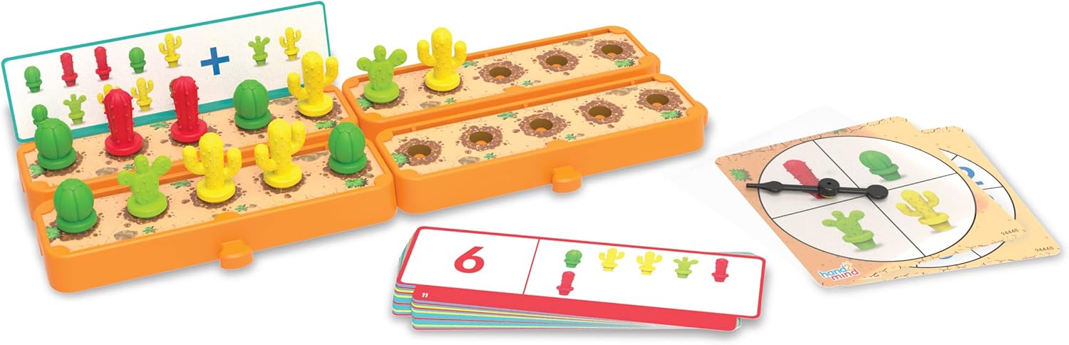 hand2mind Cactus Counting Desert Math Activity Set, Ten Frame Math Manipulatives, Color Counters for Kids Math, Montessori Math Materials, Math Games for Kindergarten, Addition and Subtraction Games
