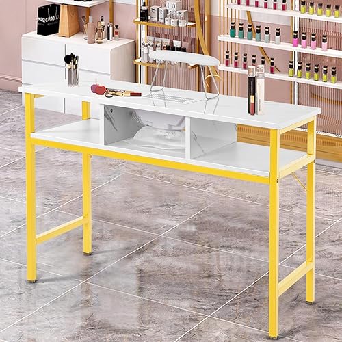 Miniatura 7 de Artist hand Mesa de manicura, escritorio de uñas, colector de polvo eléctrico, estación de uñas, mesa de mármol granulado, estación de trabajo de