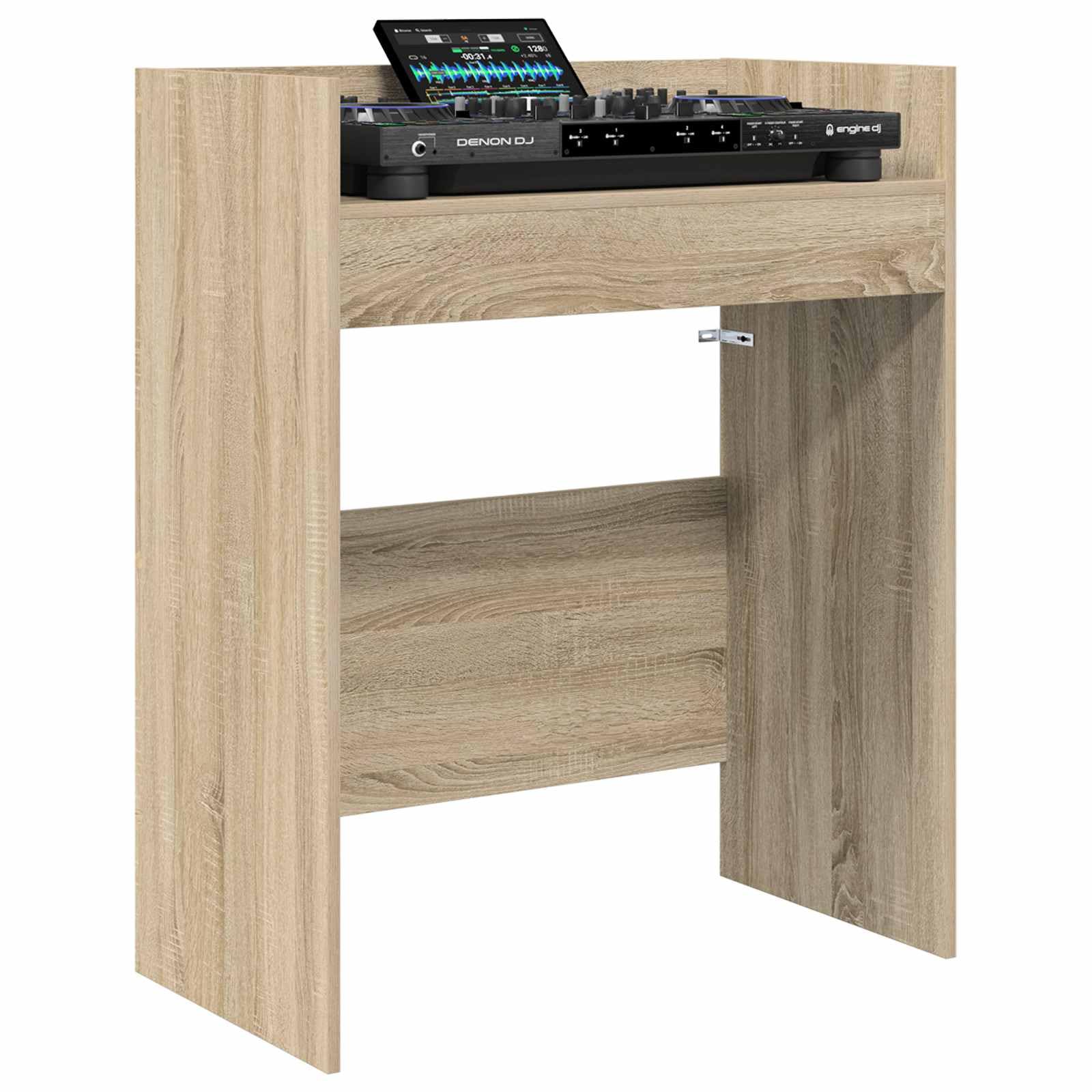 vidaXL Table de DJ Chêne Sonoma 62 x 45 x 102 cm Bois d'ingénierie, Table DJ en U, Espace de Travail Ergonomique, équipement Audio Multifonction, Station Pro