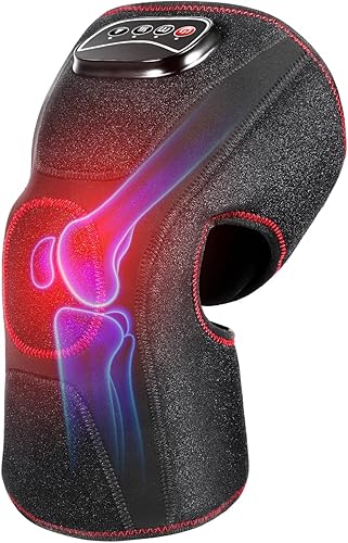 QUINEAR Masajeador de rodilla de compresión de aire con calor, rodillera para aliviar el dolor de artritis, almohadilla térmica para rodilla para