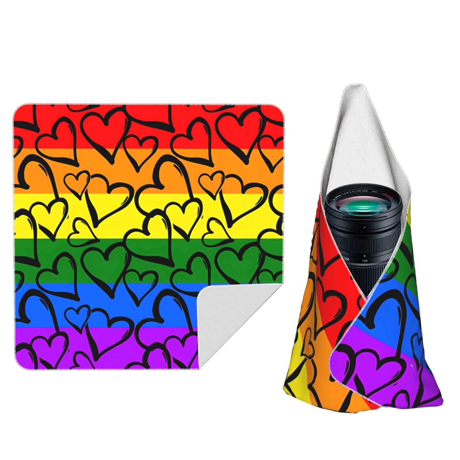 Zhaoyugoods Black Gay Pride Rainbow Pattern Camera Wrap Cloth