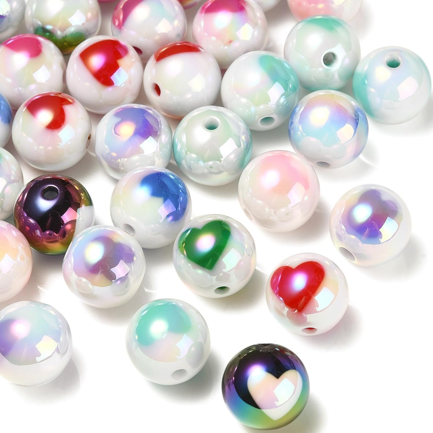 10 Pcs 20mm Matte Silver Acrylic Beads - Chunky Bubble Gum Beads For Jewelry Making & Crafts