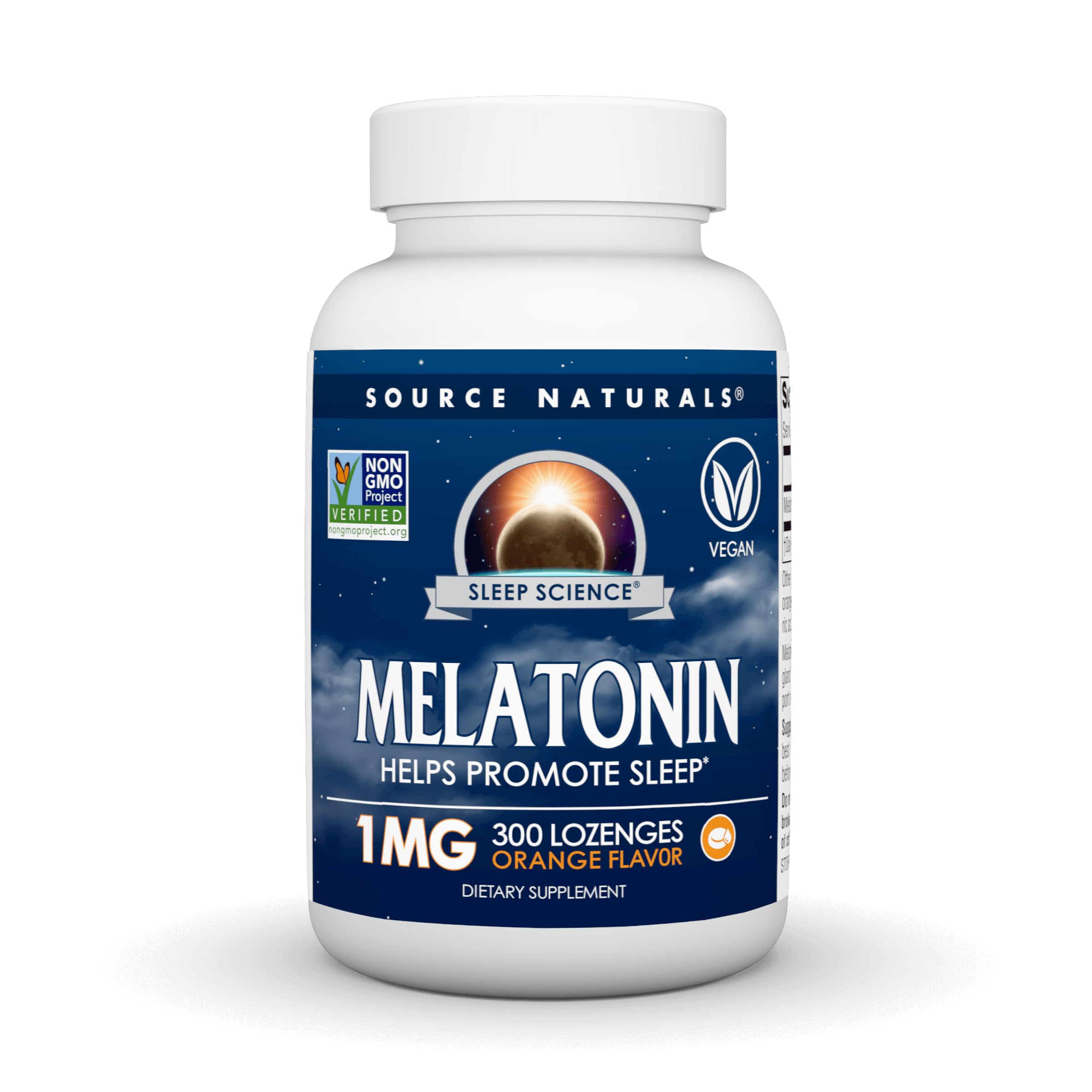 Source Naturals Melatonin, Helps Promote Sleep* - 1 mg - 300 Orange Flavored Lozenges