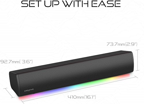 CREATIVE Sound Blaster GS3 (White) Compact RGB Gaming Soundbar with SuperWide technology, Powered via USB, Bluetooth 5.4, Headphone-out port, For PC and Mac - 5