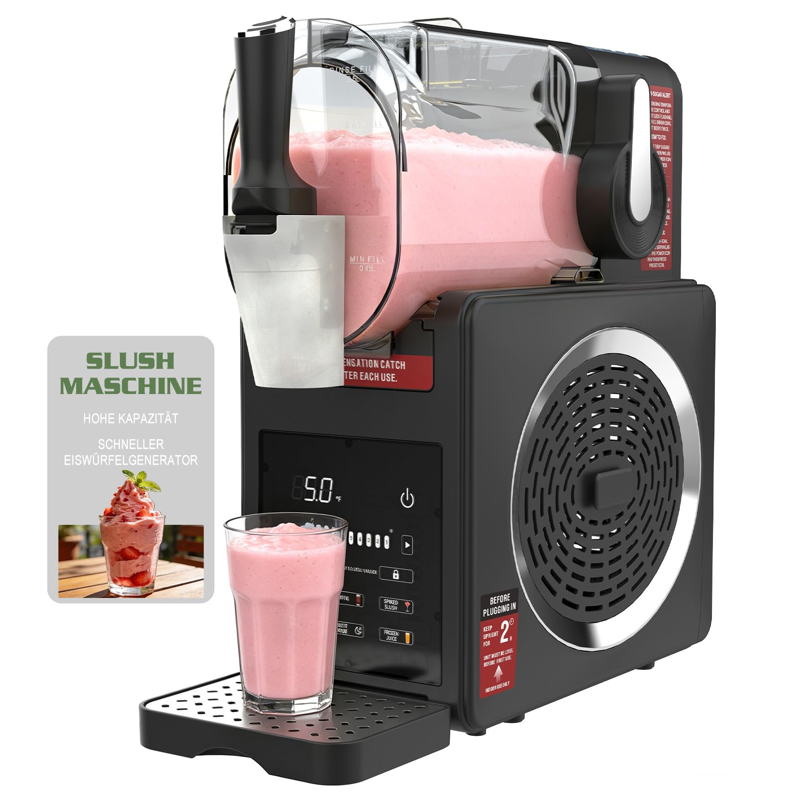 Slush Maschine selbstreinigend für Zuhause – 5 Programme, 2L Kapazität, ohne Eis, mit Turbo-Freeze & 12h Haltefunktion,Slush Maschine mit Programmen (Slush Maschine 2L)