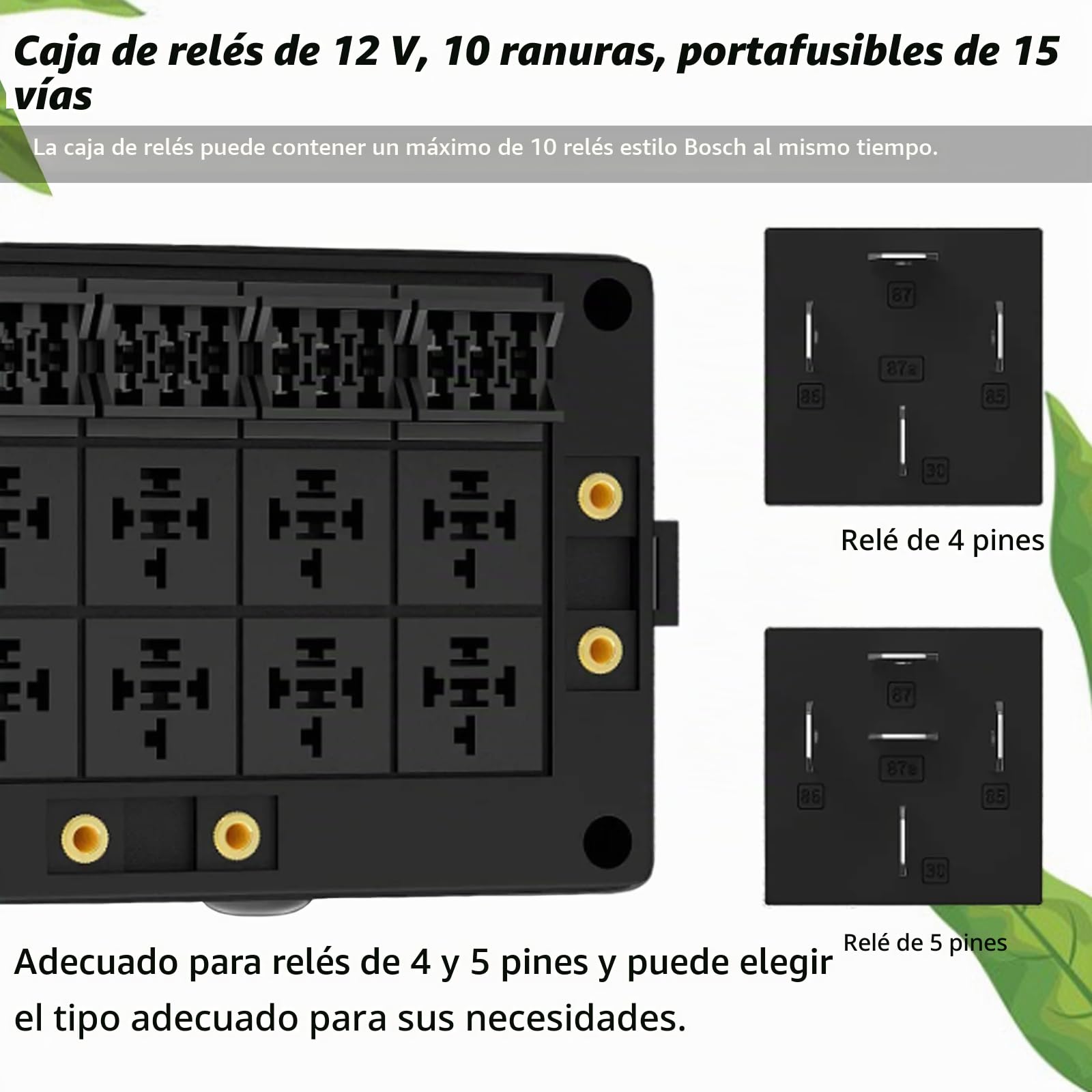 Caja Relé y Fusible 12 V con 15 Fusibles Cuchilla ATC/ATO, Caja Relé Fusible Universal Impermeable para Coche Camión Automóvil Barco Marino