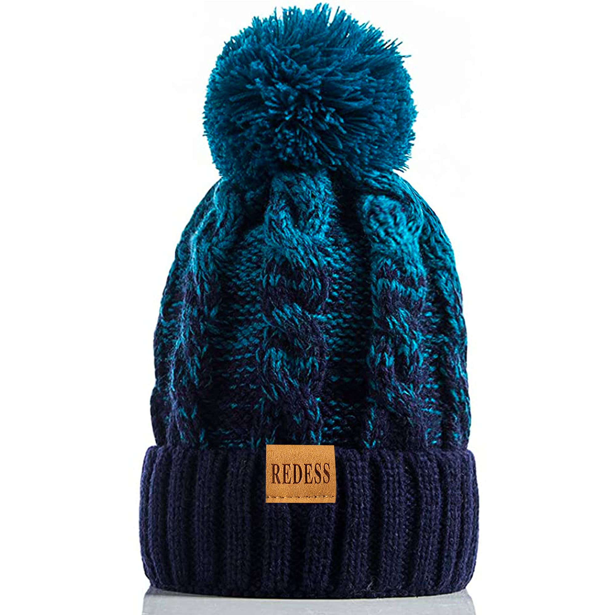 REDESS Cappello Invernale da Donna con Pom Pom Beanie Caldo Foderato in Pile Spesso Slouchy Snow Knit Chunky Baggy Skull Berretto da Sci