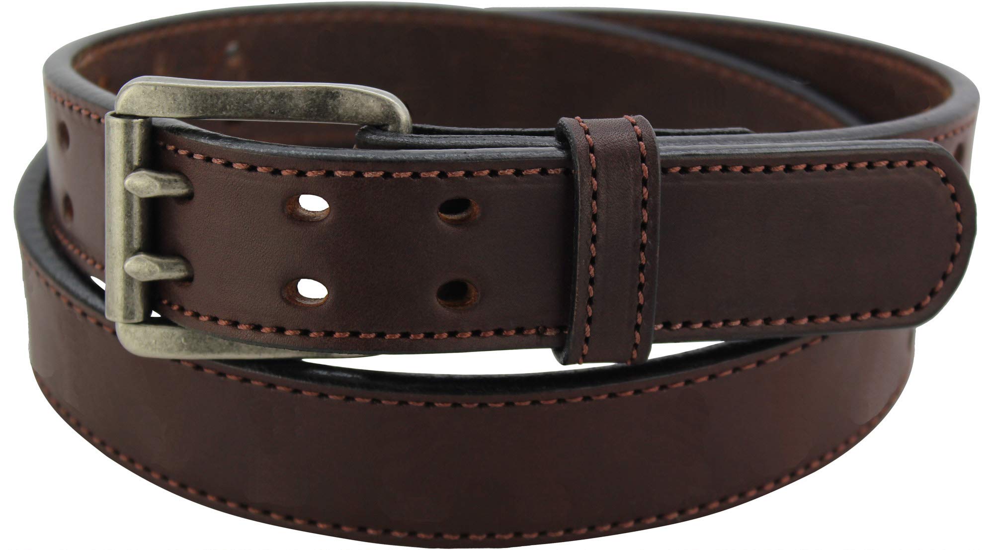 BullhideBelts.comBullhide Belts Mens Leather Double Prong Belt, Genuine Full Grain Stitched Leather Belts 1.50" Wide CCW Carry Made in the USA