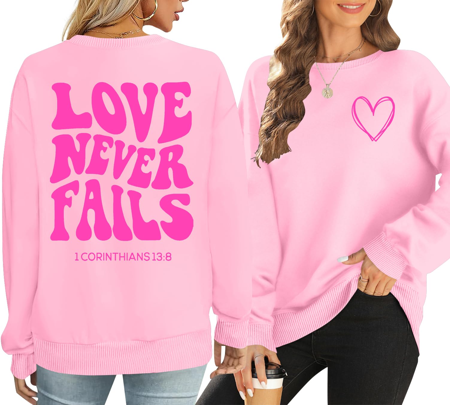 ELDPS Valentines Sweatshirt for Women: Love Heart Graphic Long Sleeve Pullover Top