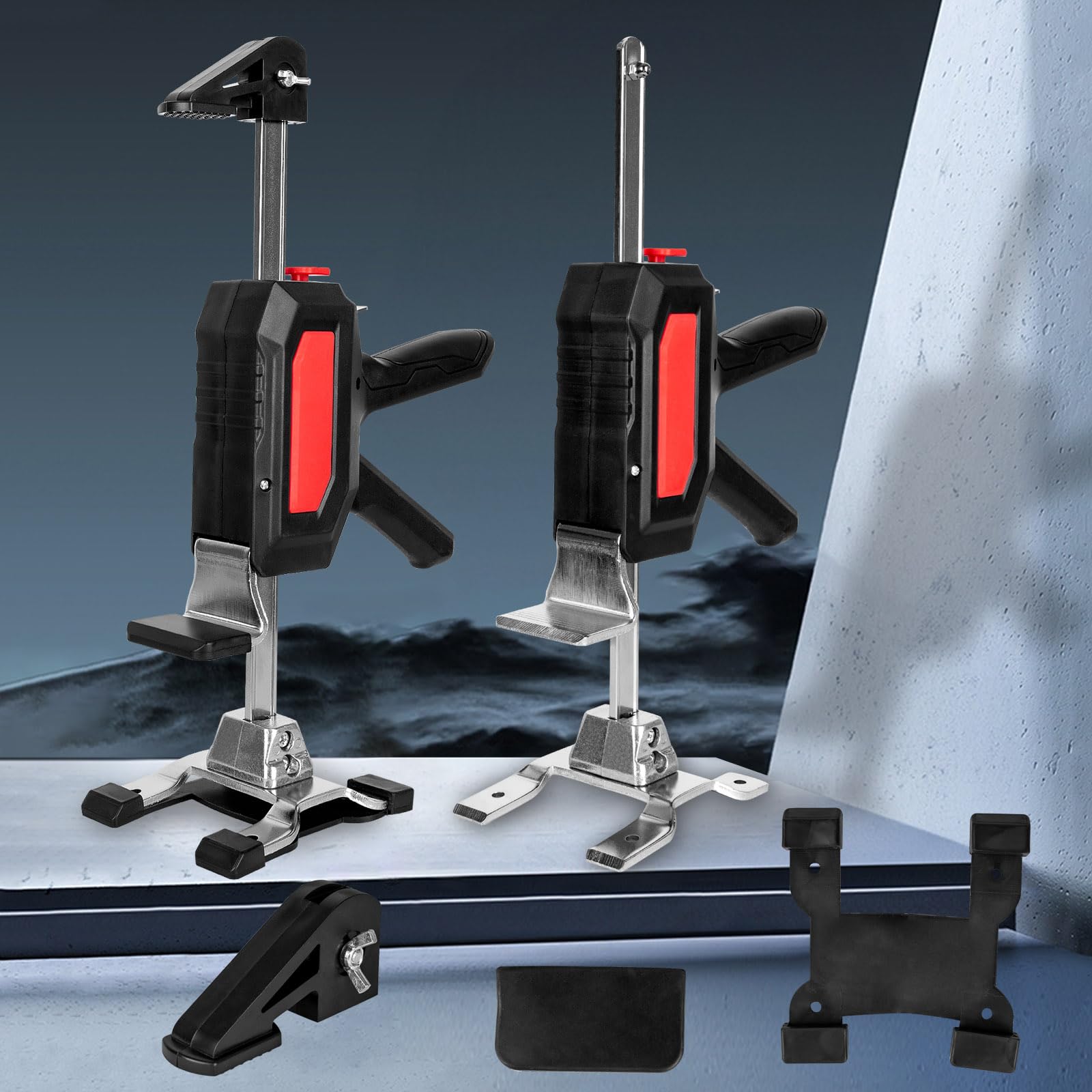 2 Lève-plaques Réglables Pour Carrelage Et Meubles - Capacité 400 Kg, Hauteur Max 18 Cm