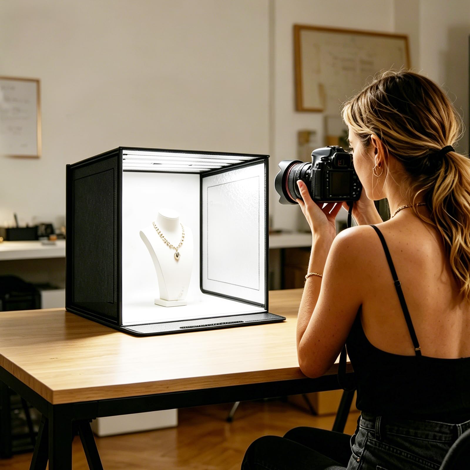 Generic Składane oświetlenie fotograficzne z kolorowym tłem papier fotografia fotografia namiot jednowarstwowe oświetlenie LED zestaw studyjny do biżuterii elektroniki