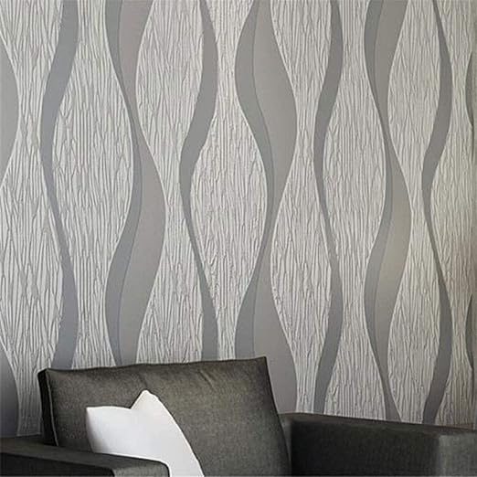 Amazon Co Jp 壁紙モダンな壁紙ロール不織布紙灰色の縞模様の縞模様のエンボス加工パターン装飾的な壁紙10x0 53m家の装飾 Diy 工具 ガーデン