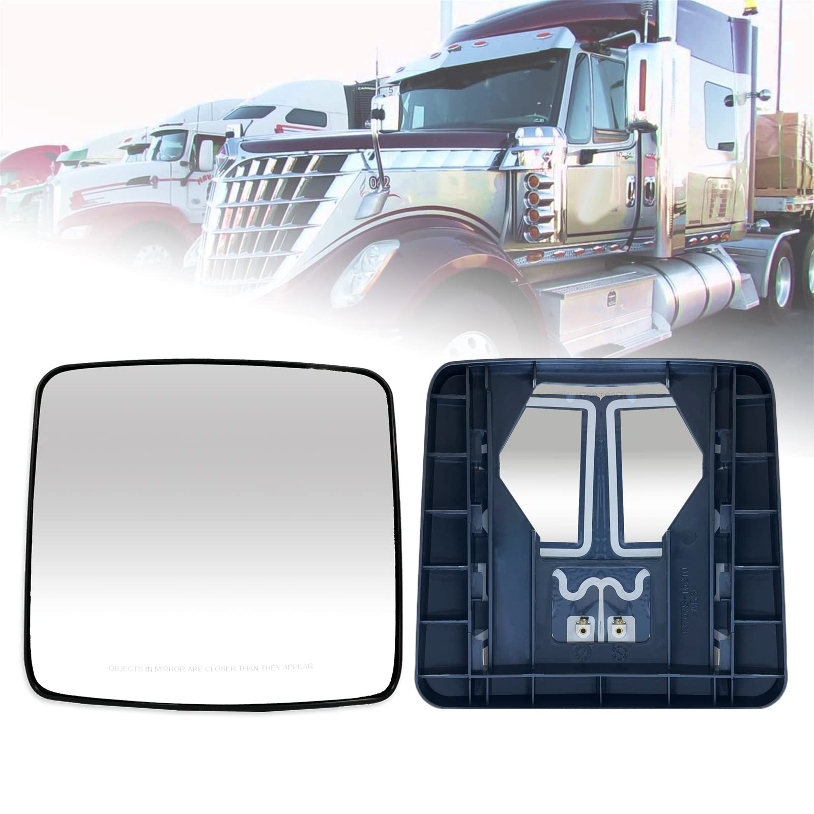SPLENDID Replacement Mirror Glass for International Durastar Workstar Prostar 02-17, Convex, Heated, High Reflective, Truck, Driver/Passenger Side