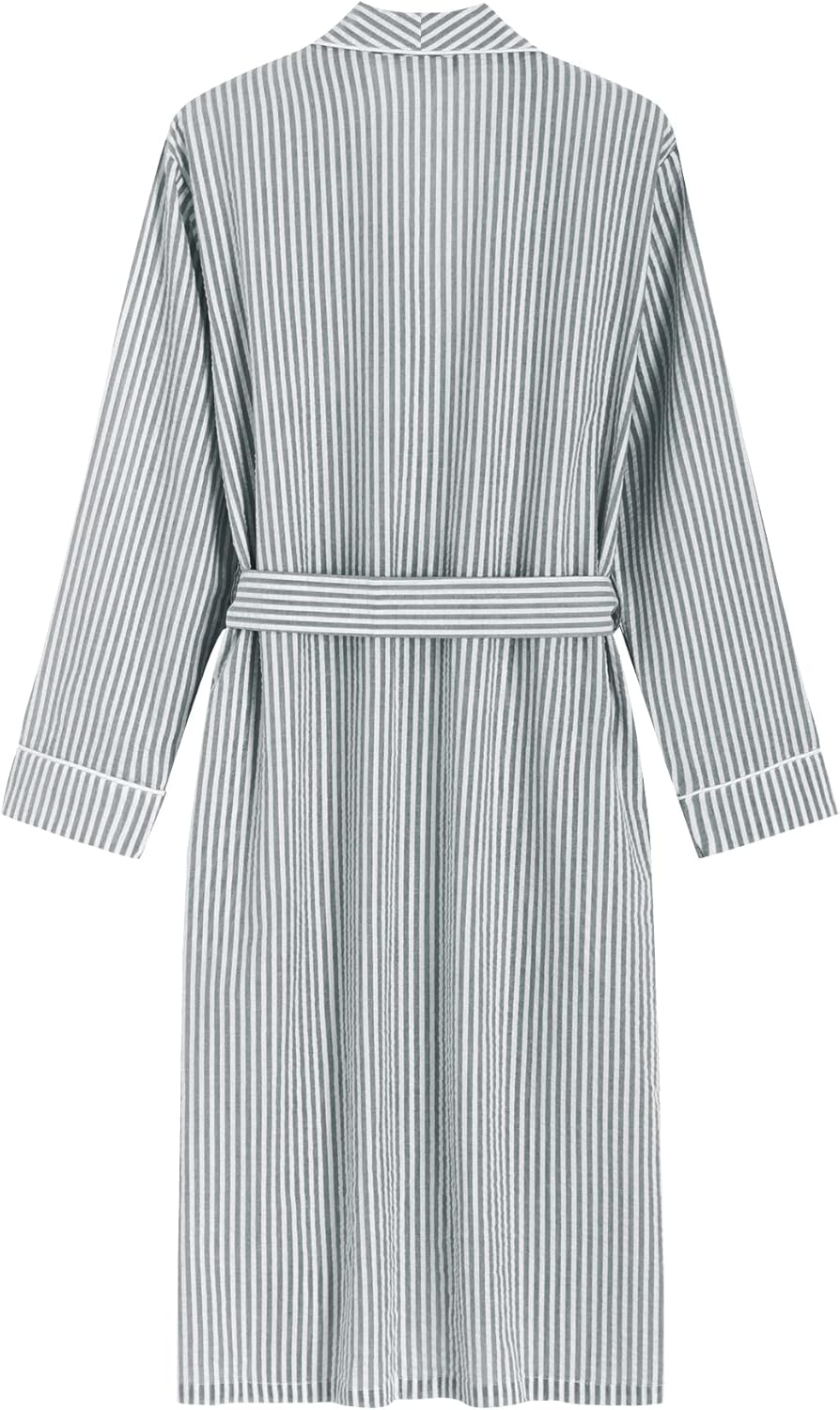 Latuza Women's Seersucker Robe Cotton Bathrobe with Pockets - Image 2