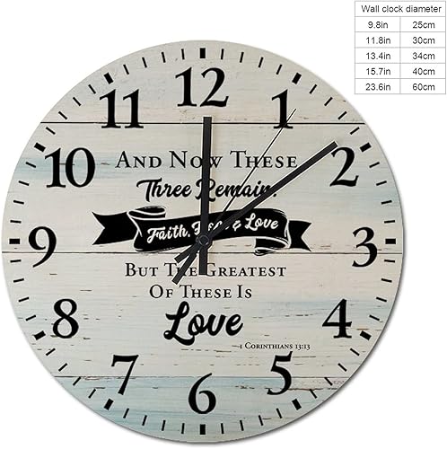 Miniatura 2 de y ahora estos tres permanecen fe, esperanza y amor. Pero lo más grande de estos es el amor reloj de pared redondo relojes de pared para el hogar,