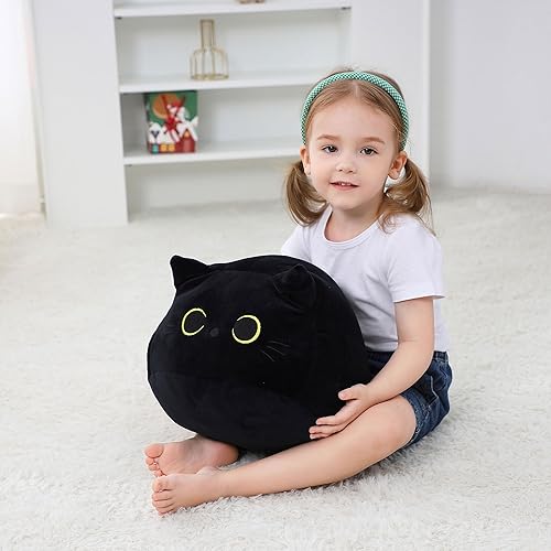 Miniatura 3 de Almohada de peluche de gato negro de 16 pulgadas, almohada de animal de peluche de gato negro Kawaii, juguete de peluche, regalo suave para niños