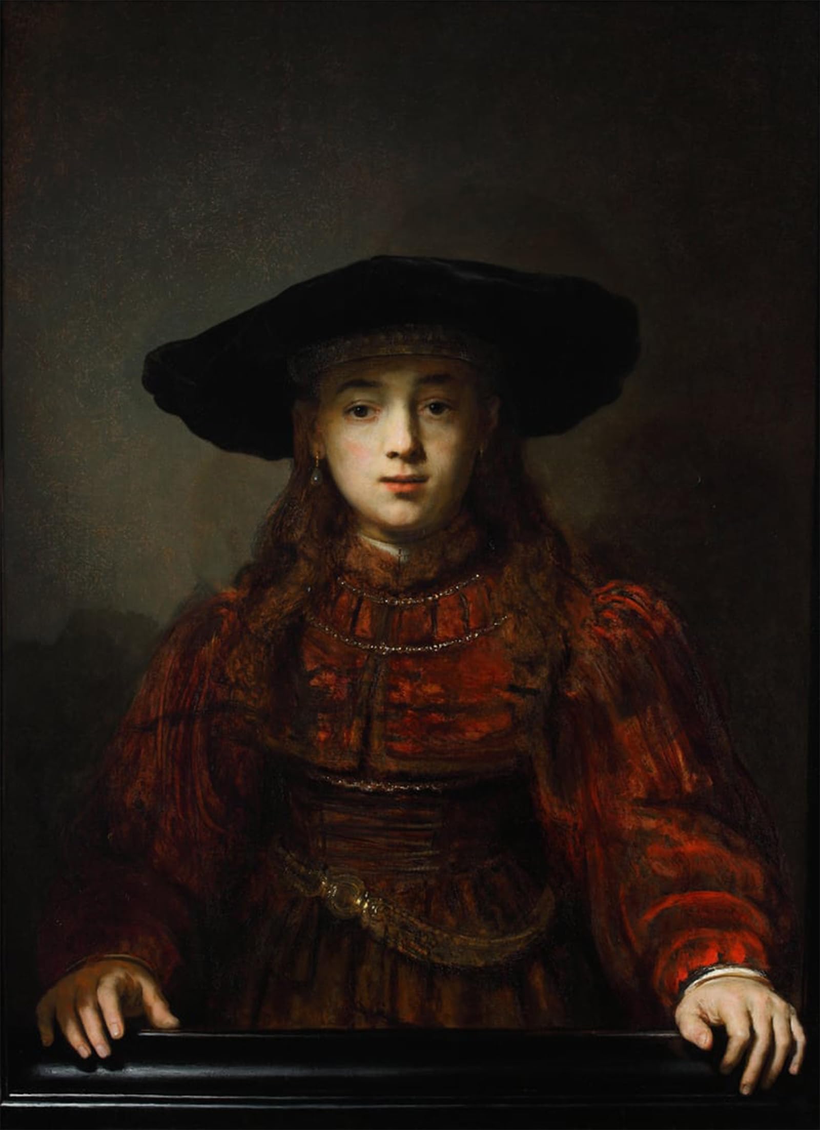 ARTXLXXBN Famous Print Painting Colorful Art Print Girl in a picture by Rembrandt van Rijn Canvas Art Decorations for Home Decor 60x90cm