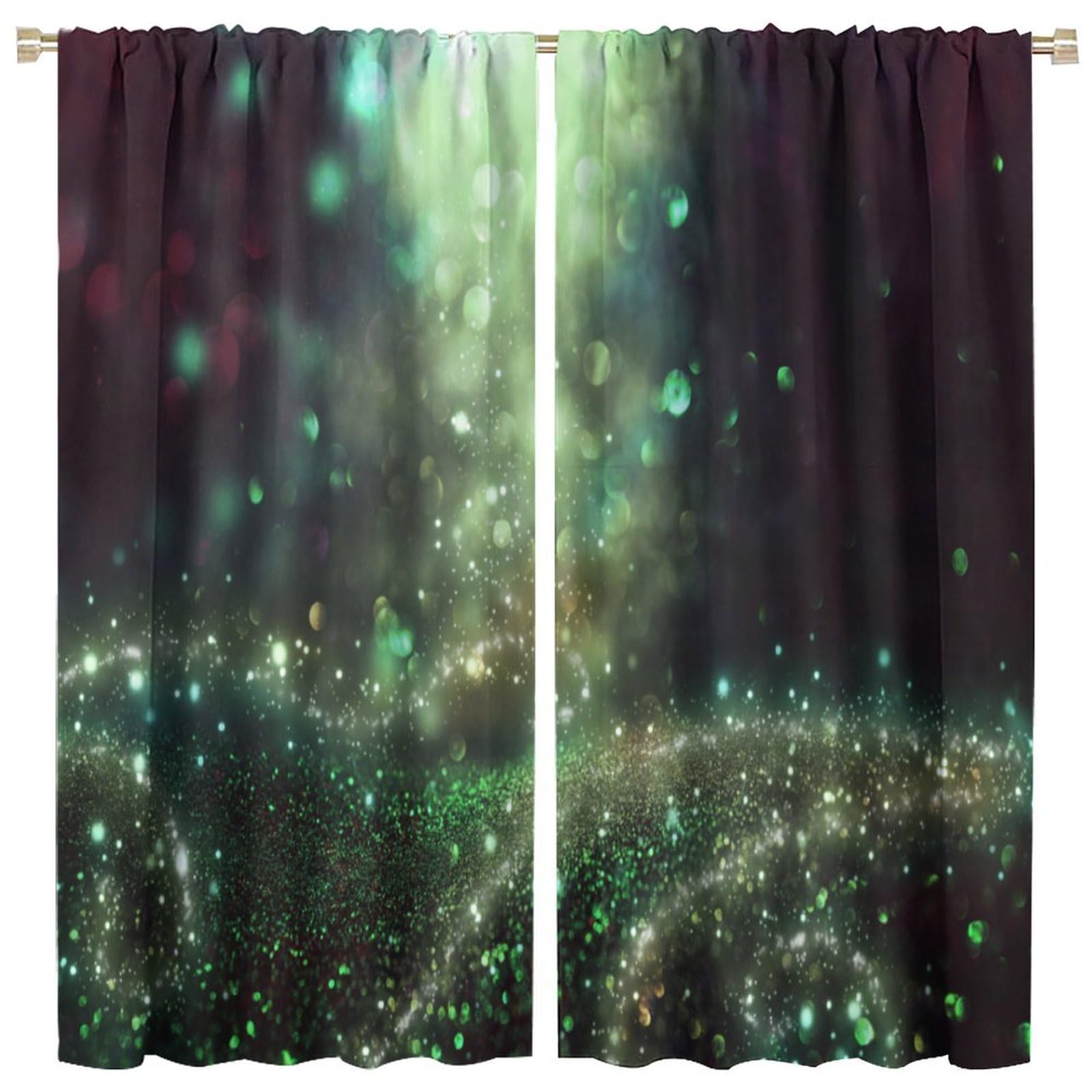Firefly Blackout Window Curtain,Abstract and Magical of Sparkling Fireflies Flying in The Forest at for Kids Boy Girl Baby Bedroom Nursery Living Room Decor Drapes 2 Panels 42x45 Inch, Style-2