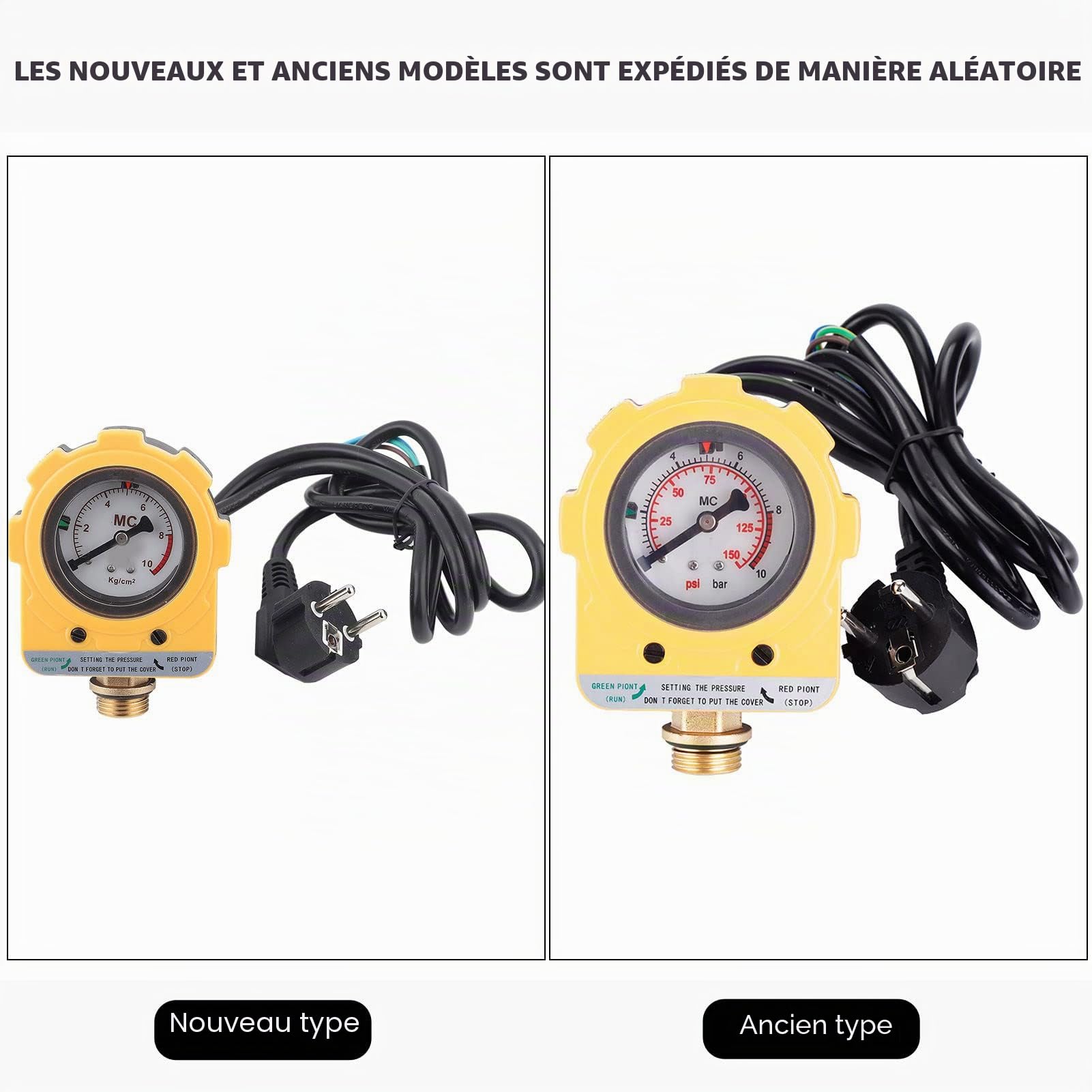 220V 0~10 bars Interrupteur Électronique Unité de Pressostat Réglable pour Pompe à Eau (Prise de l'EU)