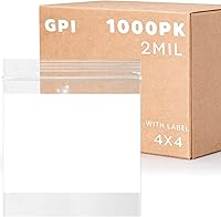 Vista 22 de GPI - Mini bolsas con cremallera de 1 x 1 pulgada, paquete de 100 bolsas de plástico transparente con cierre con cremallera con bloque blanco