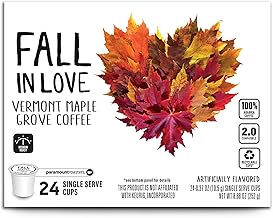 Fall in Love Vermont Maple Grove, Single Serve Cups by Paramount Roasters, 24ct Pods Compatible with Keurig K-Cup Brewers (Paramount Coffee Company)