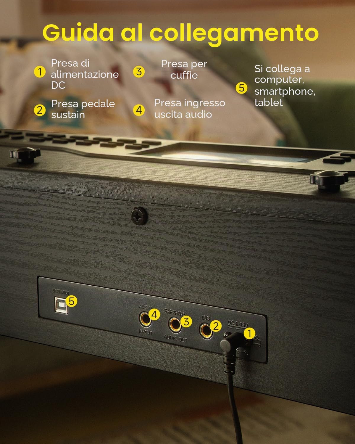 Donner DDP-95 Pianoforte Digitale 88 Tasti Pesati per Principianti, Connessione Wireless, Registrazione, 11 * 5 cm LCD, 600 Toni/Ritmi, 3 Modalità di Insegnamento del Pianoforte, Nero