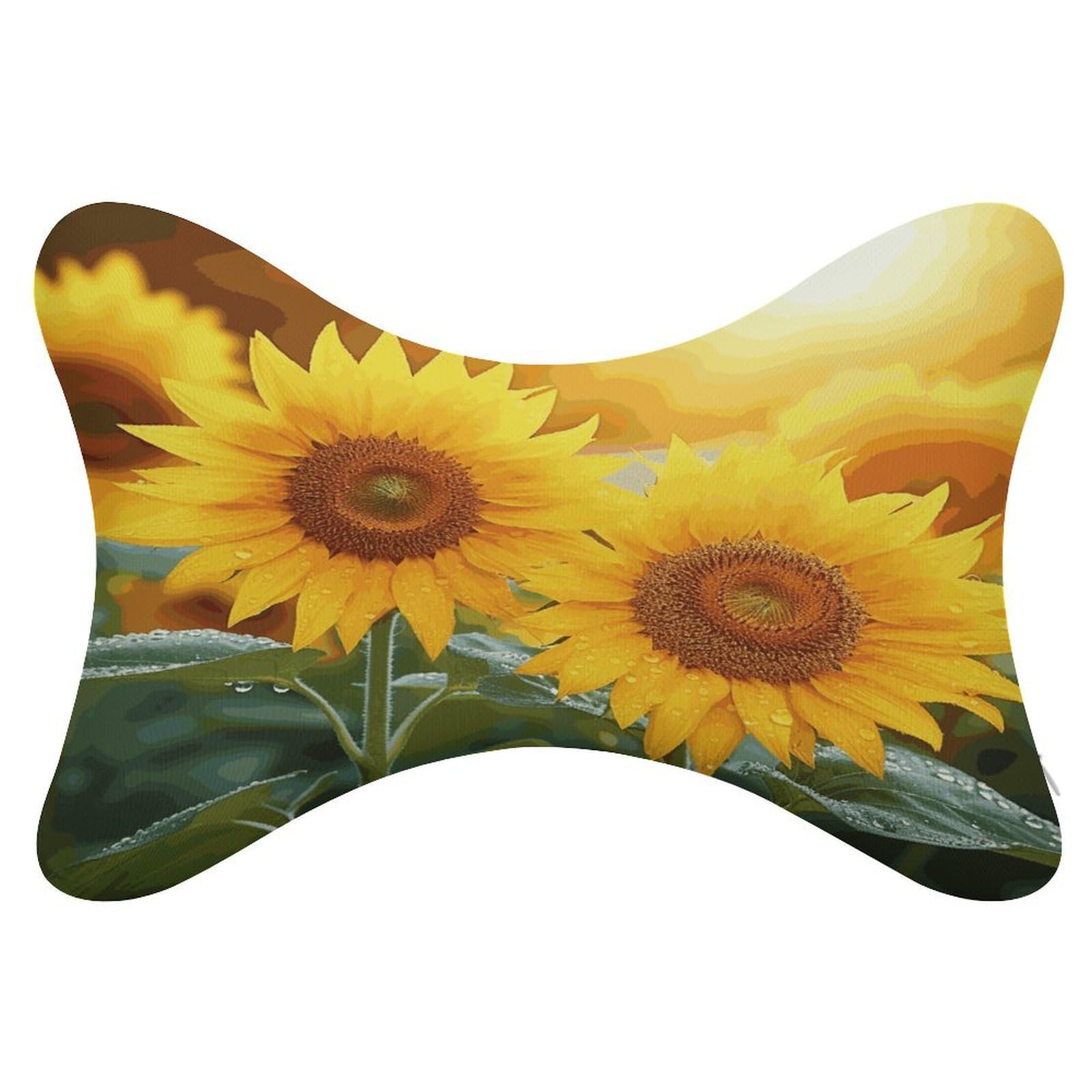 FekiLoot Sunflower Flowers Car Headrest Set of 2,Softness Memory Foam Car Neck Pillow with Breathable Removable Cover Car Neck Support Pillow Ergonomic for Driving, Office
